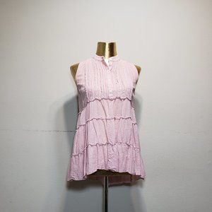 LOVE + HAUGHT Pink Sleeveless Tiered Top